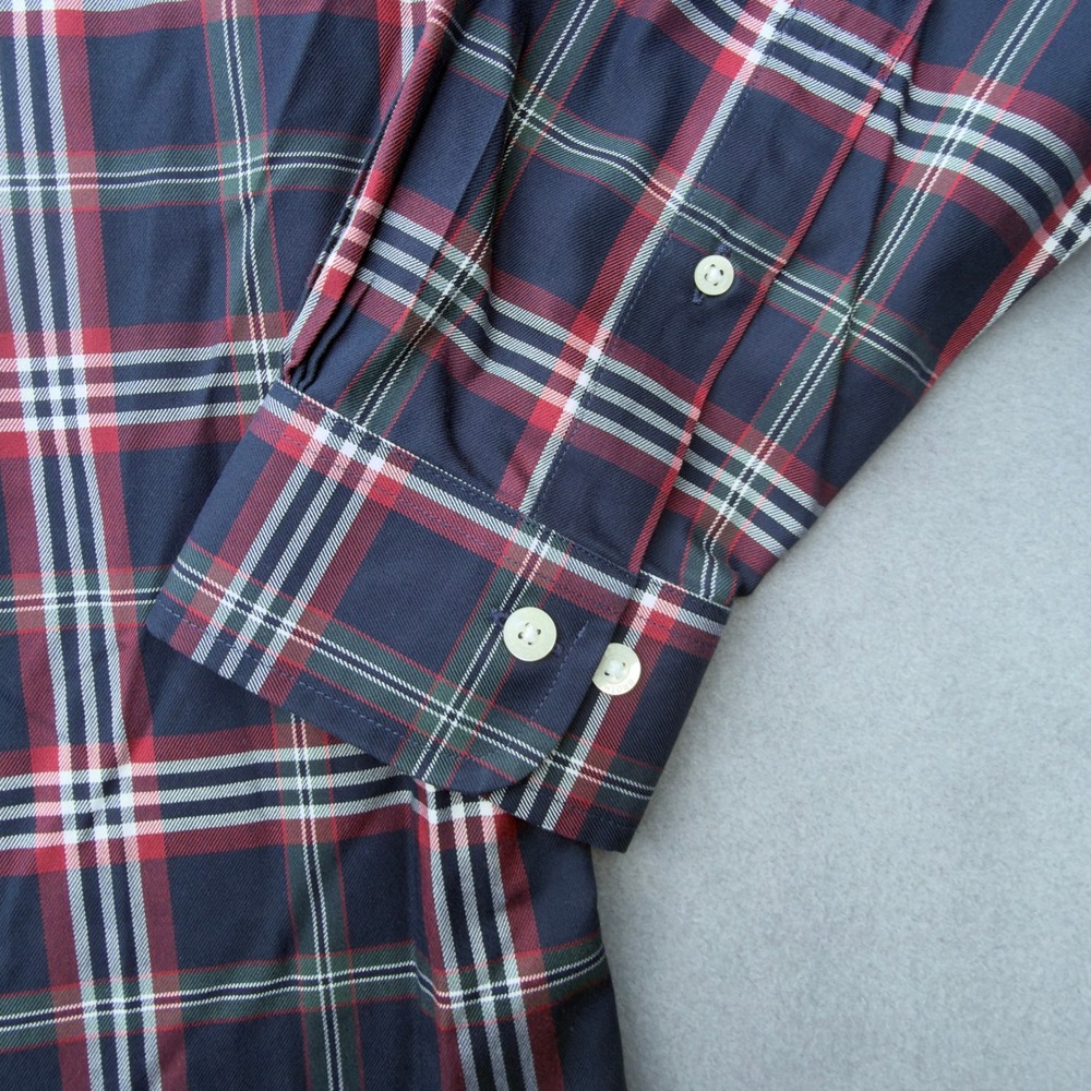 Brooks Brothers 1818 Original Shirt Mens XL Regular Non-Iron Plaid Navy Red - Picture 3 of 5